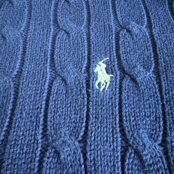 Ralph Lauren turtleneck. Thick cable knit, navy embroidered logo. Cozy prep. - Picture 10 of 10